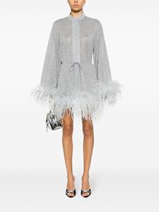 Oséree Lumière Plumage feather-trim A-line mini skirt - Grijs