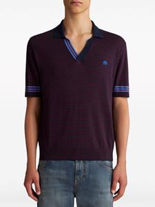 ETRO striped fine-knit polo shirt - Blauw