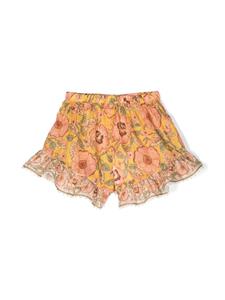 ZIMMERMANN Kids Junie floral-print ruffle-trim shorts - Geel