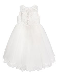 Sarah Louise floral-embroidered bow tulle dress - Wit