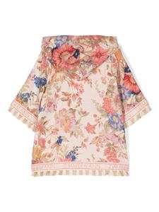 ZIMMERMANN Kids August floral-print fringed blouse - Beige