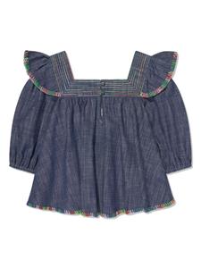 ZIMMERMANN Kids decorative-stitching denim blouse - Blauw