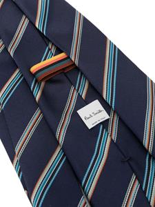 Paul Smith diagonal-stripe twill silk tie - Blauw