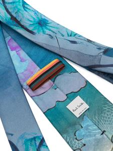 Paul Smith graphic-print silk tie - Blauw