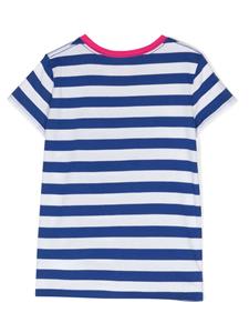 Ralph Lauren Kids teddy bear-print striped T-shirt - Blauw