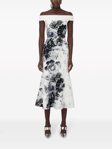 Alexander McQueen Midi-jurk met bloemen jacquard - Wit
