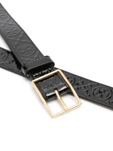 Tory Burch T Monogram patent-leather belt - Zwart