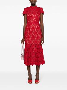 Self-Portrait 3D flora-lace midi dress - Rood