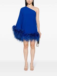 Taller Marmo feather-trim one-shoulder minidress - Blauw