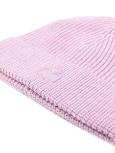 ISABEL MARANT logo-embroidered ribbed-knit beanie - Paars