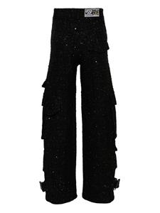 Gcds Ultracargo tweed wide-leg trousers - Zwart