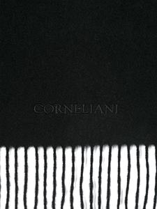 Corneliani logo-embroidered cashmere scarf - Zwart