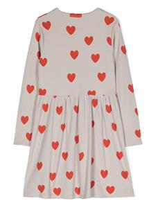 Mini Rodini heart-print cotton-blend midi dress - Grijs