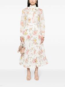 Zimmermann floral-print pleated midi skirt - Wit