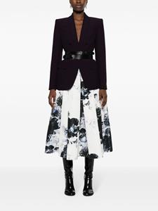 Alexander McQueen all-over ploral pattern faille skirt - Zwart