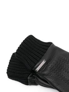 Corneliani ribbed-cuffs leather gloves - Zwart