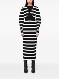 Alexander McQueen Gestreepte midi-jurk - Zwart