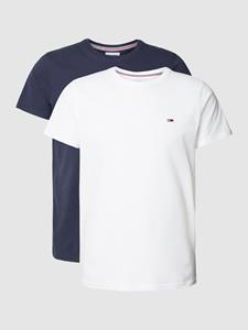 Tommy Jeans Slim fit T-shirt met labelstitching in een set van 2 stuks