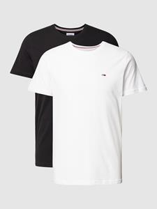 Tommy Jeans Slim fit T-shirt met labelstitching in een set van 2 stuks