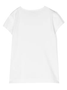 Monnalisa T-shirt met roosprint - Wit