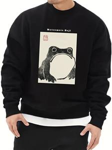 ChArmkpR Mens Frog Graphic Crew Neck Loose Pullover Sweatshirts Winter