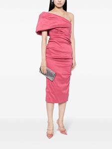 Rachel Gilbert Kat ruched asymmetric midi dress - Roze