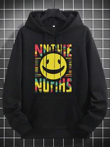 ChArmkpR Mens Colorful Letter Smile Print Kangaroo Pocket Drawstring Hoodies Winter