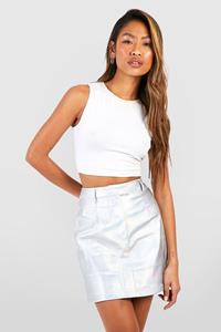 Boohoo Nepleren Metallic Mini Mini Rokje, Silver