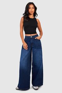 Boohoo The Petite Jeans Met Rechte Pijpen, Washed Indigo