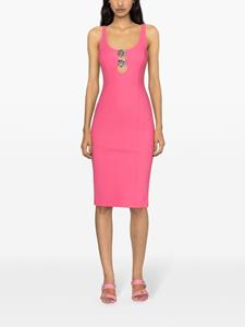 Blumarine rose-brooch-detail sleeveless dress - Roze