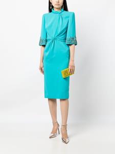 Jenny Packham Midi-jurk met gedraaid detail - Blauw