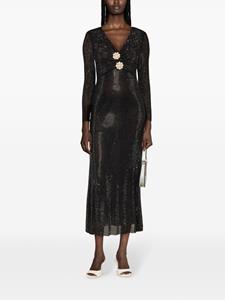 Self-Portrait rhinestone-embellished twisted midi dress - Zwart