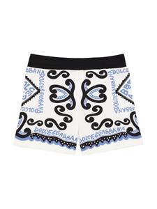 Dolce & Gabbana Kids Marina-print cotton shorts - Wit
