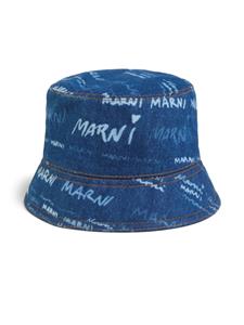 Marni logo-print bucket hat - Blauw