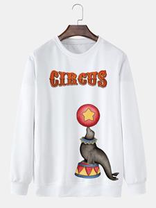 ChArmkpR Mens Circus Animal Print Crew Neck Pullover Sweatshirts Winter
