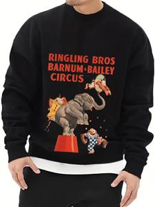 ChArmkpR Mens Circus Animal Performance Print Crew Neck Pullover Sweatshirts Winter