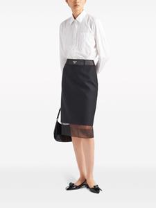 Prada enamel triangle-logo wool skirt - Zwart