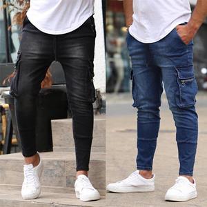 Zhuoneng Clothing Men's Multi-Pocket Stretch Jeans Zip Decoration Workwear Jeans New