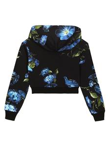 Dolce & Gabbana Kids Bellflower-print crop hoodie - Zwart
