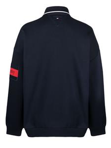 Tommy Jeans piqué-weave long-sleeve polo shirt - Blauw