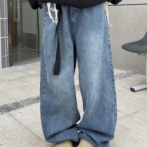 Gather in the world Vintage wassing Japanse Koreaanse jeans met wijde pijpen Dames Y2K lente 2023 paar losse drop rechte pijpen vloerlengte cargo jeans