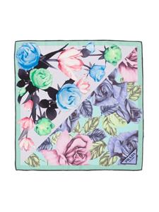 Prada floral-print silk scarf - Groen