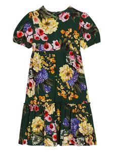Dolce & Gabbana Kids floral-print short-sleeve midi dress - Groen