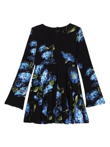 Dolce & Gabbana Kids floral-print long-sleeve minidress - Zwart