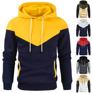 Pet supplies3 Heren patchwork sweatshirt met capuchon, hoodies, kleding, casual, losse fleece, warm, streetwear, herenmode, herfst, wintersport, uitloper