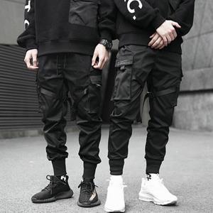 Trending Online 2022 Spring Casual Pants Men Slim Fit Cotton Harem pants Black Ribbons Ankle Length Joggers Men