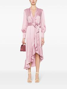 Zimmermann long-sleeve wrap silk minidress - Roze