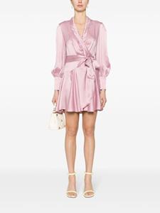 Zimmermann long-sleeve wrap silk minidress - Roze
