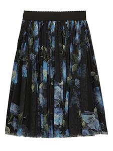 Dolce & Gabbana Kids floral-print plated skirt - Zwart