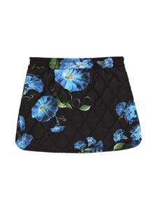 Dolce & Gabbana Kids floral-print padded skirt - Zwart